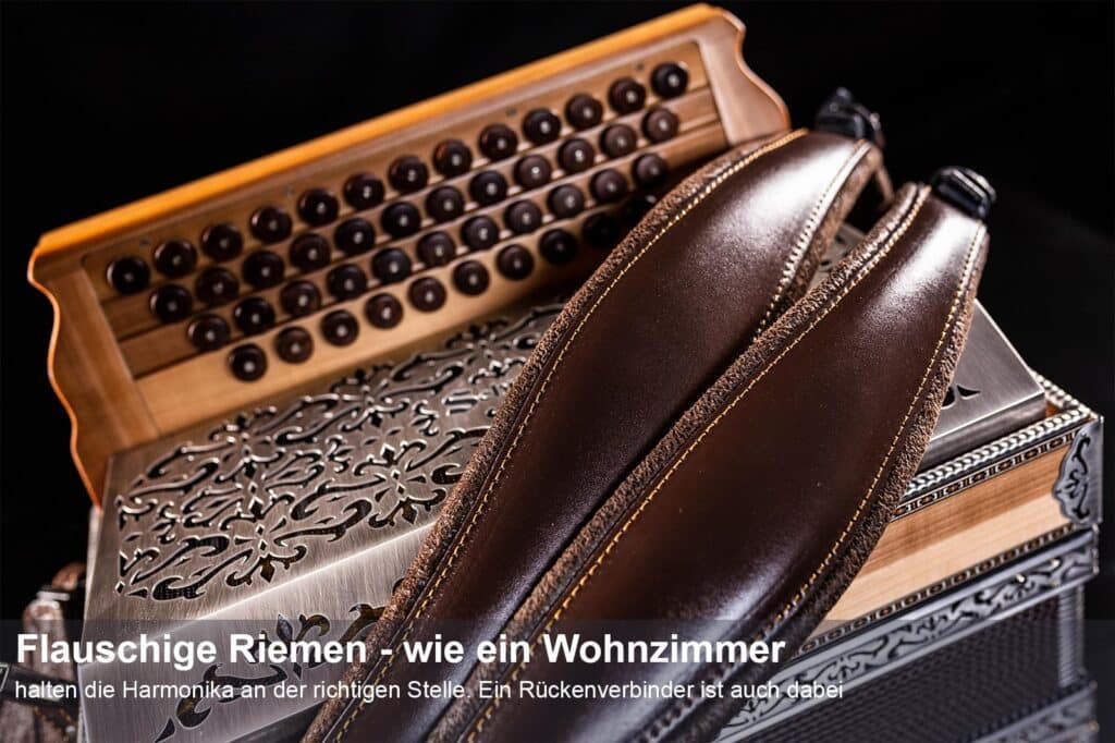 Schmidt Harmonika Edelholz - Heimischer Apfel - Riemen