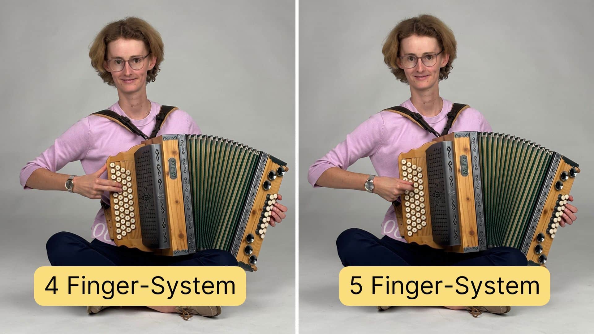 Celia zeigt das 4- und 5 Finger System vor