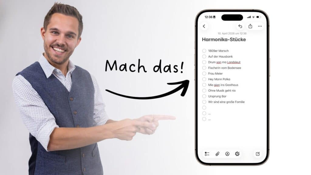 Richi zeigt auf einen Tipp zum Repertoire-Erhalt